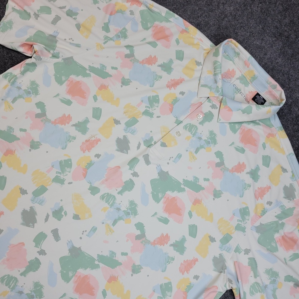 Swing Jucie Polo Shirt Mens 2XL White Abstract Golf Wear Preppy Active Fun